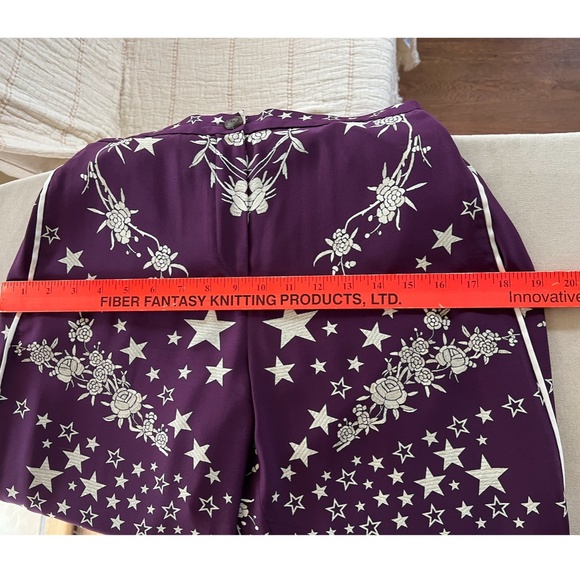 ROBERTO CAVALLI Stars, Birds and Flowers Print Silk Palazzo Pants - 38/S - Picture 11 of 15